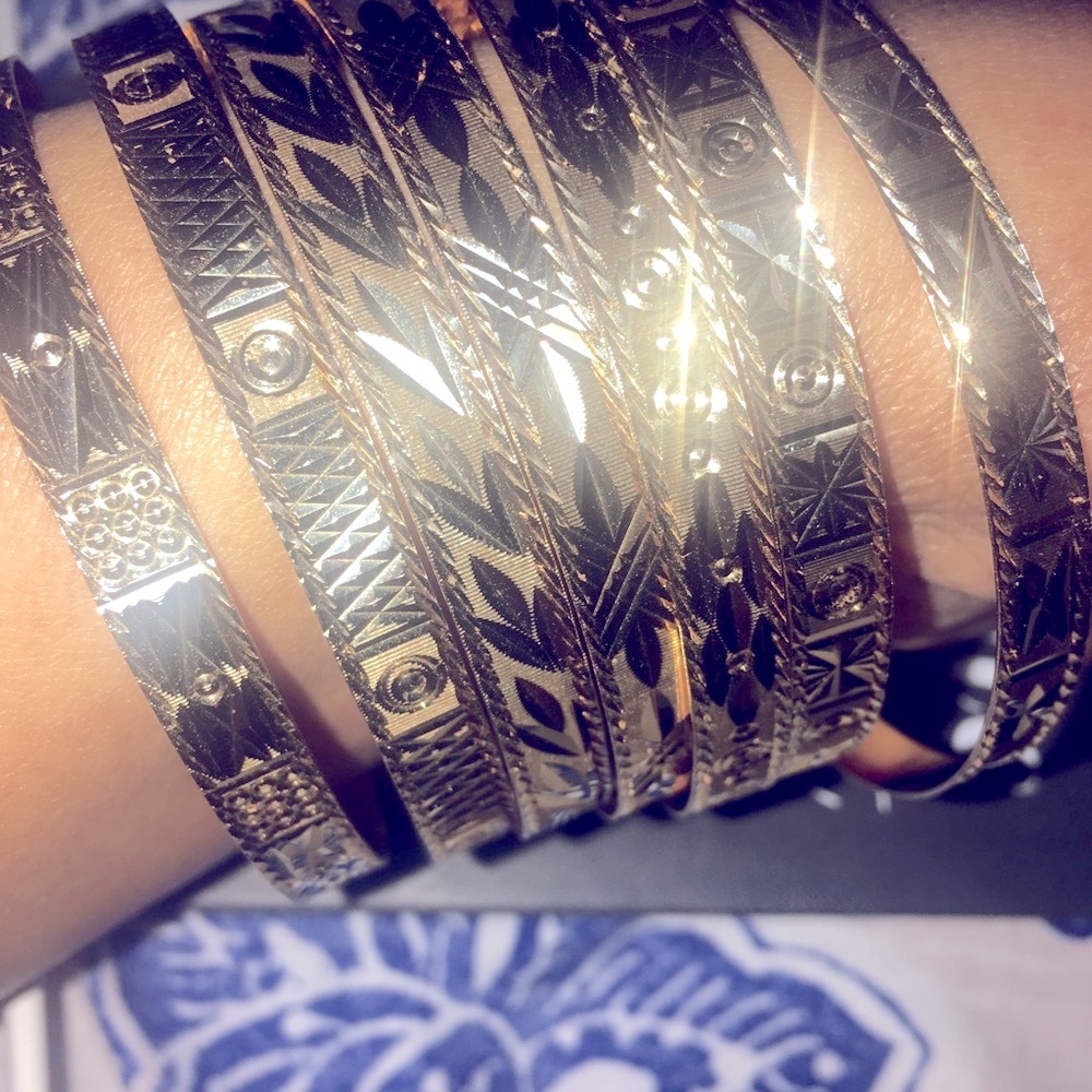 18k solid gold 7 days bangles set - Picture 3 of 9
